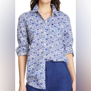 Alex Mill Blue Ikat Heart Button-Front Cotton Shirt